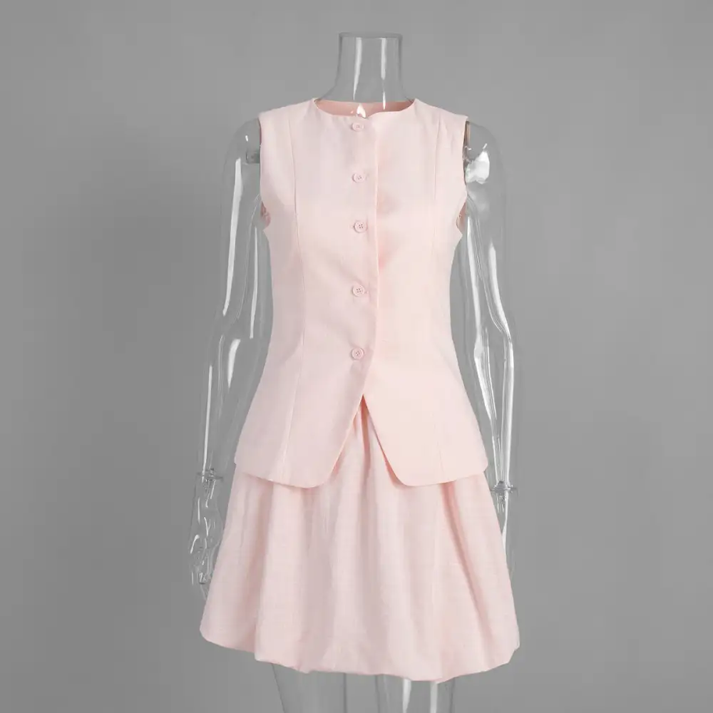 Summer Sweet Vest And Bubble Skirt Set For European American Style
