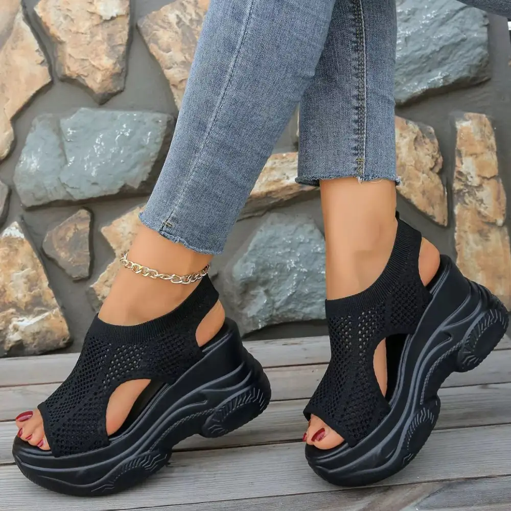 Relaxed Open Toe Wedge Sandals