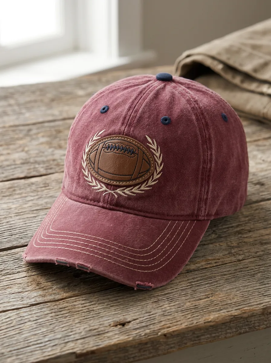 Unisex American Football Lover Leather Patch Embroidered Baseball Cap