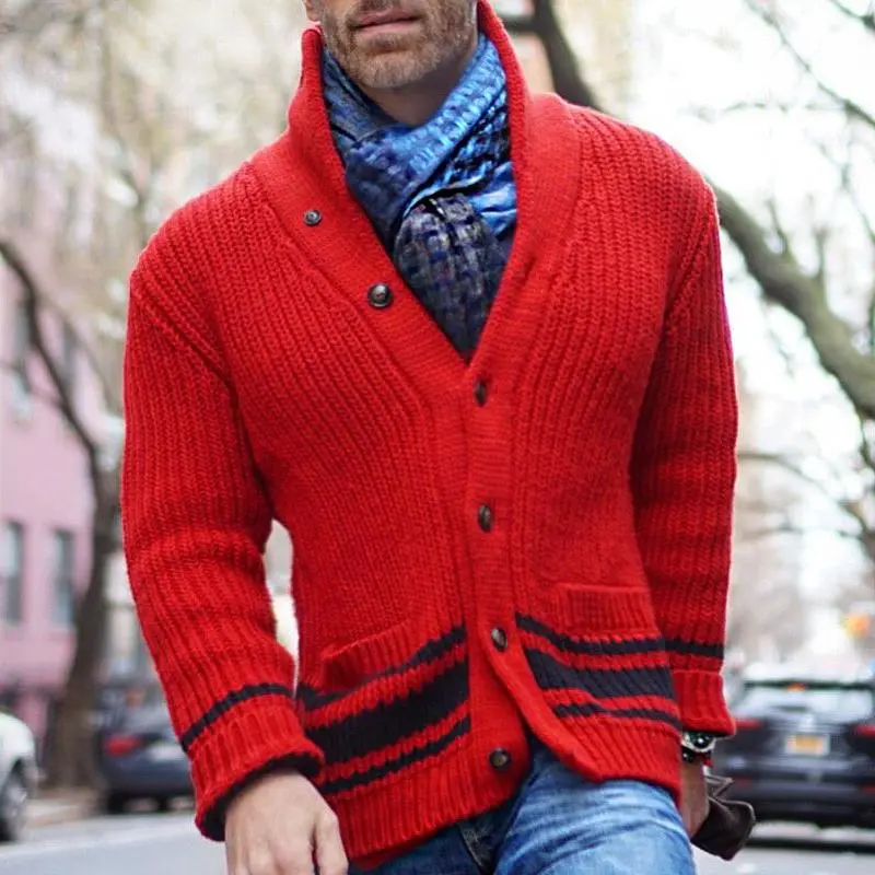 Jacquard Knit Striped Cardigan