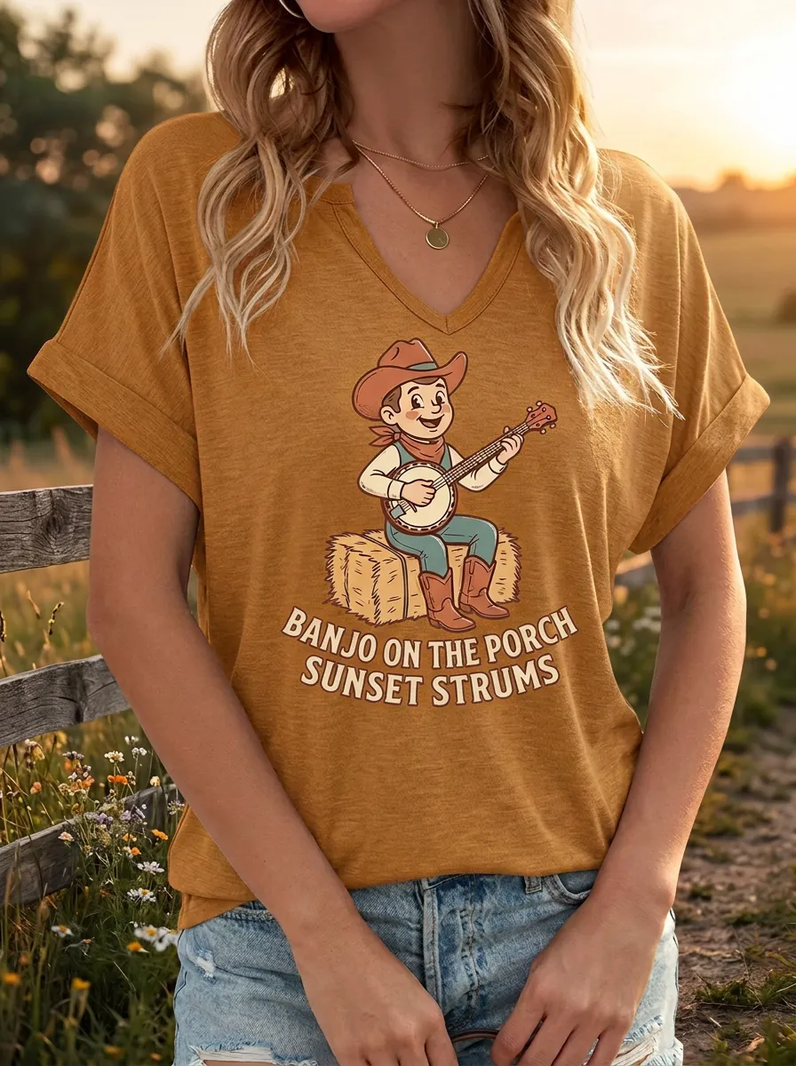 Country-Music Western Women's V-Neck T-Shirt
