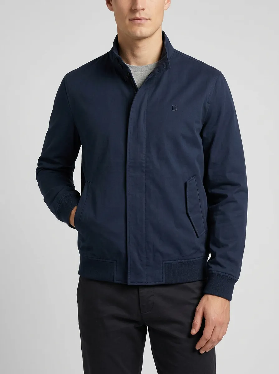 Men's Casual Navy Stand Collar Jacket