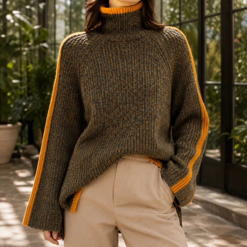 Turtleneck Ribbed Sweater