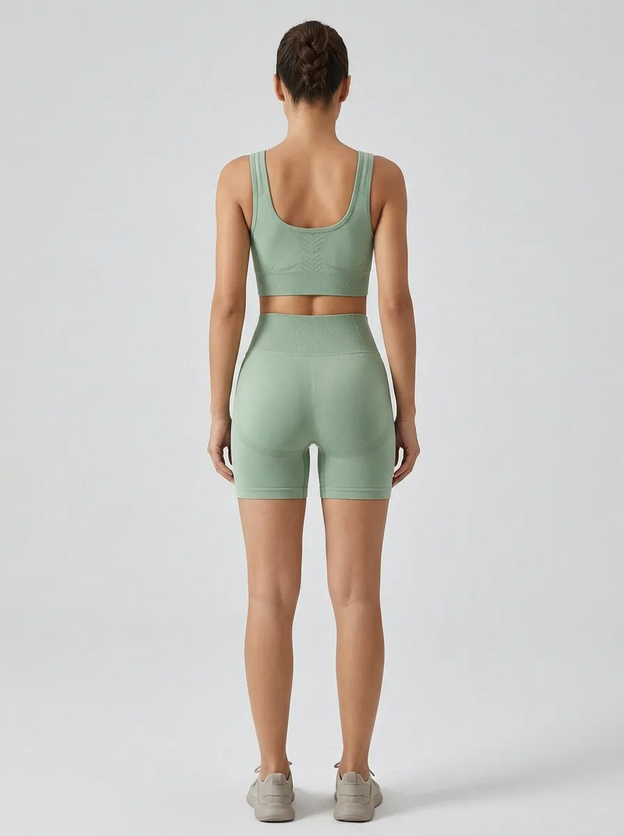 Dynamic Seamless Design Casual Look Women's Tank Top And Sports Shorts Set