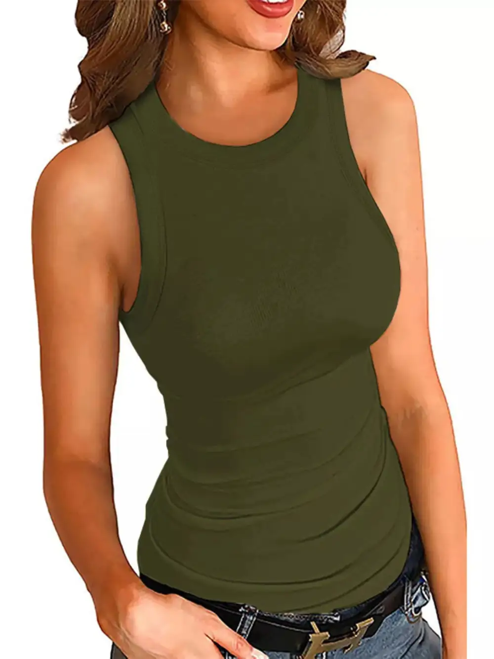 Full Size Ribbed Round Neck Tank Plus