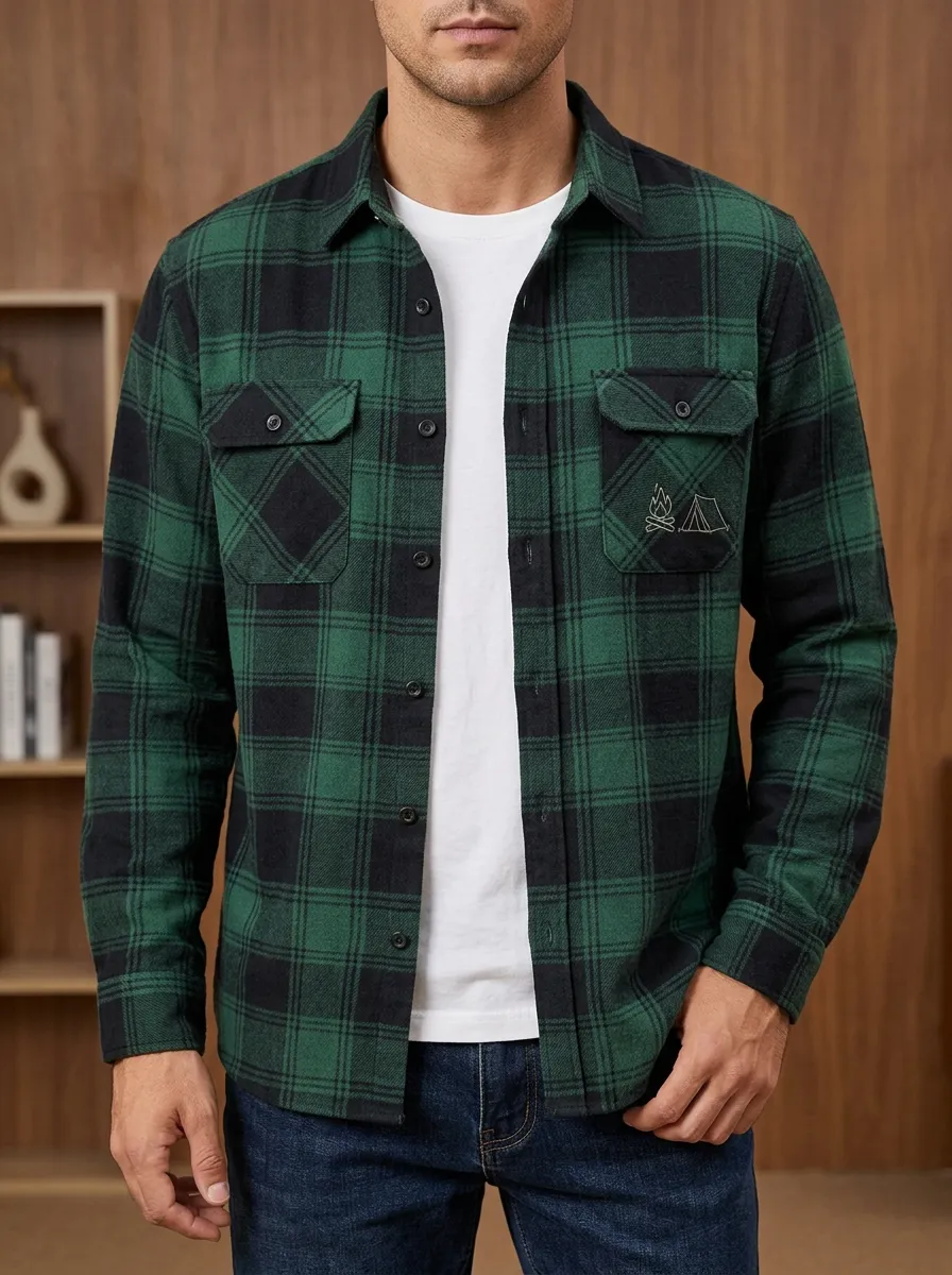 Campfire Tent Plaid Flap Pocket Shirt