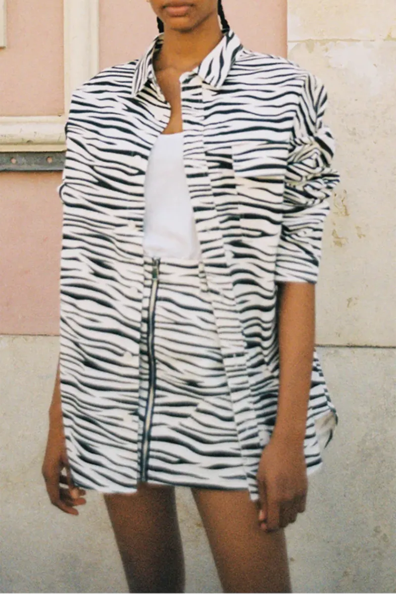 Basic Minimalist Loose Stripes Jacket