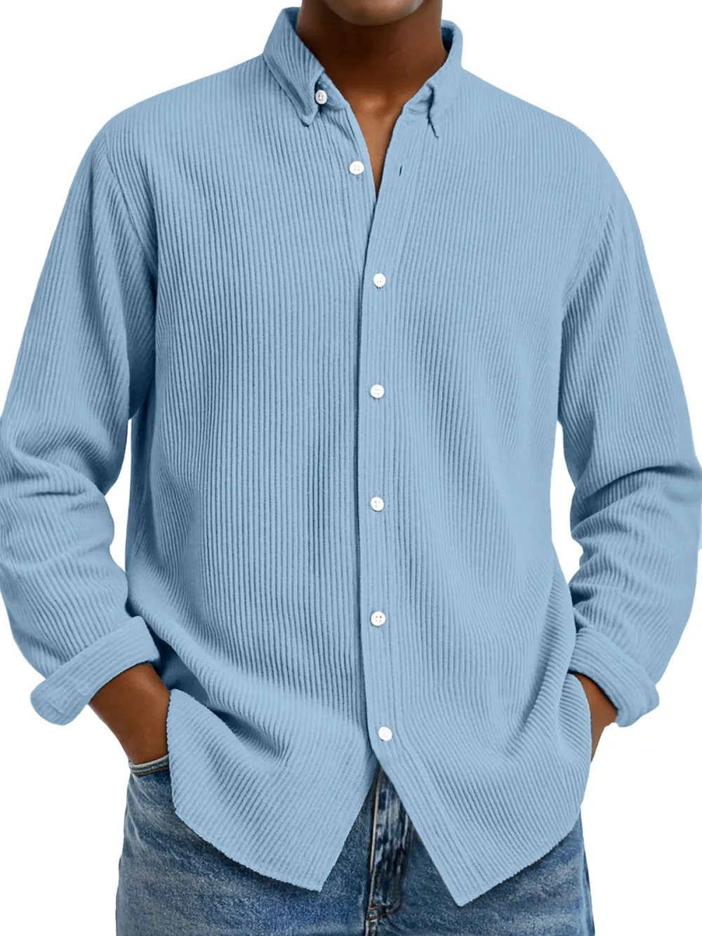Clean Cut Long Sleeve Open Collar Shirt