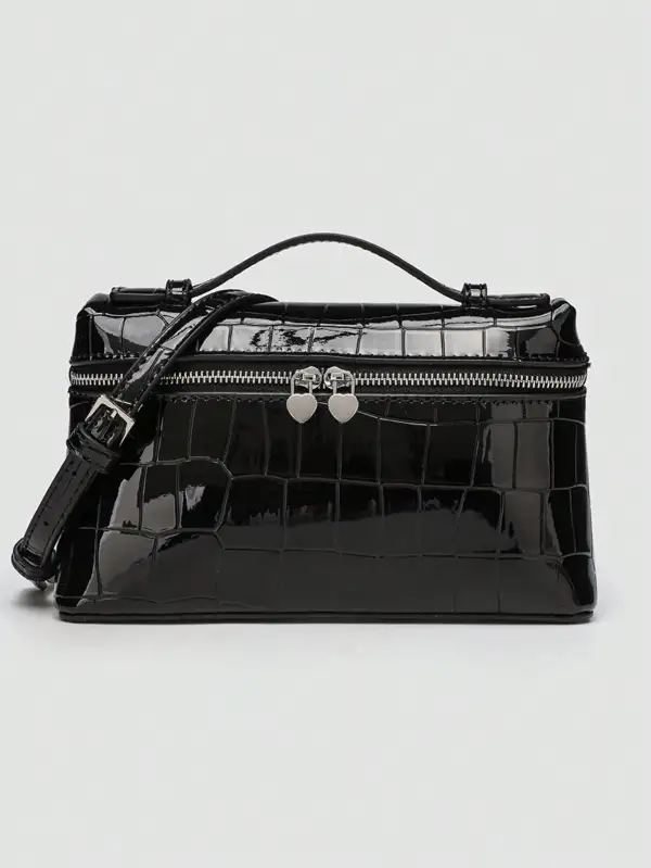 Litchi Grain PU Square Crossbody Bag