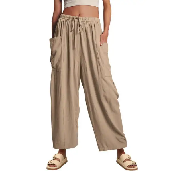 Full Size Pocketed Drawstring Wide Leg Pants