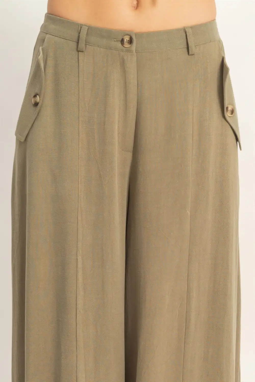 Wide Leg Flap Pocket Pants
