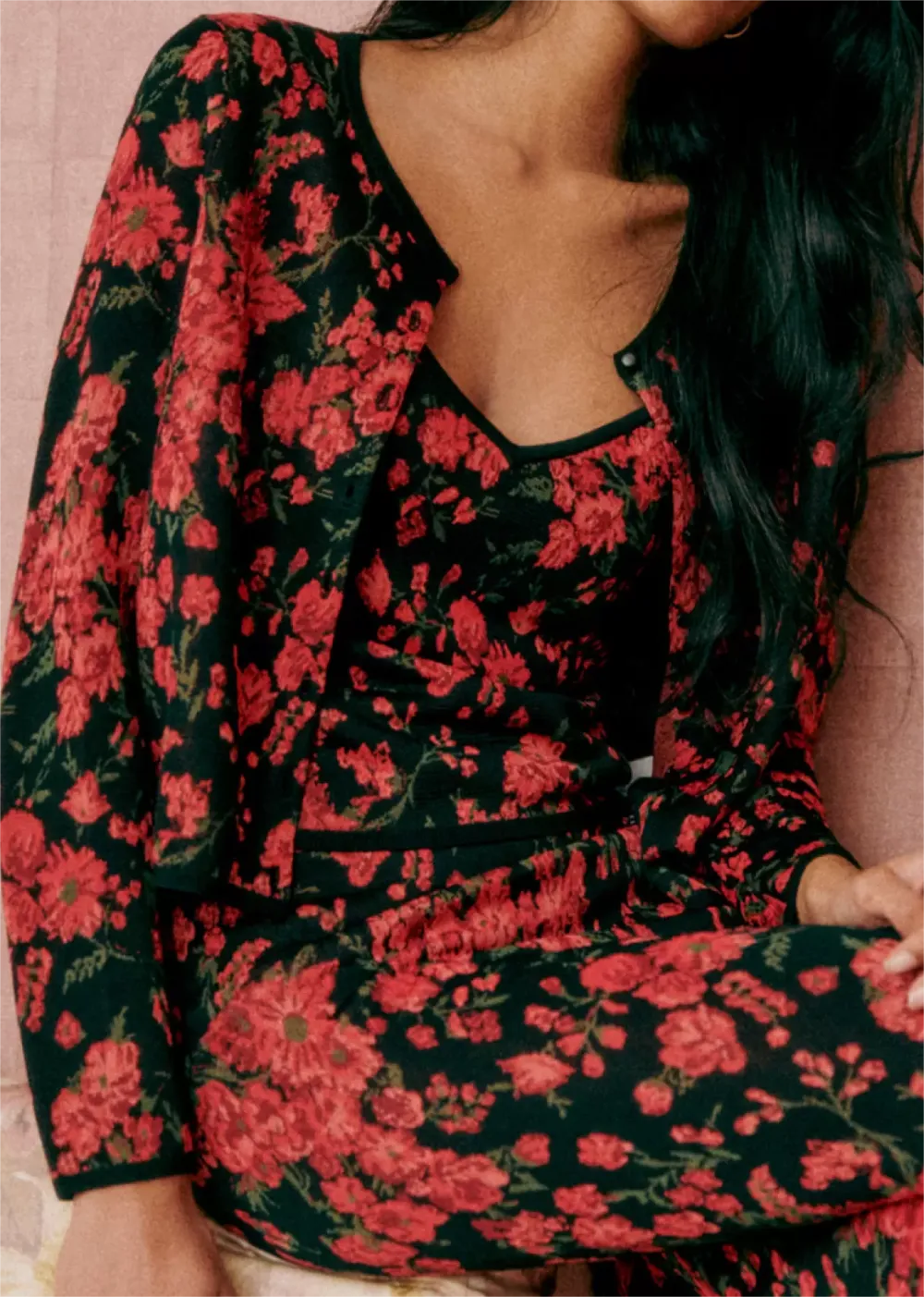 Floral Jacquard Cardigan Knitwear