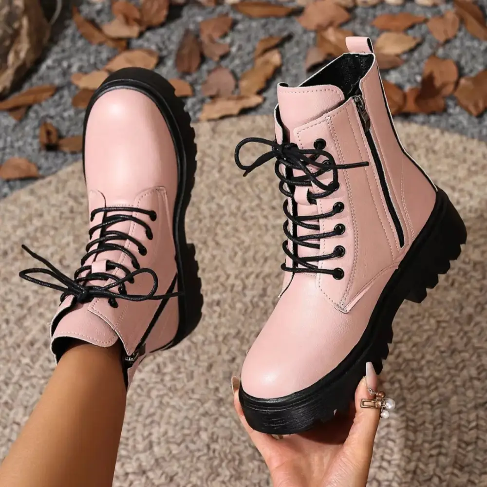 Lace Up Ankle Combat Boots