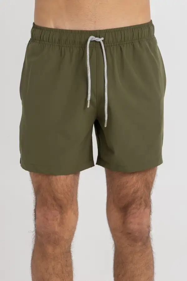 Solid Olive Swim Shorts