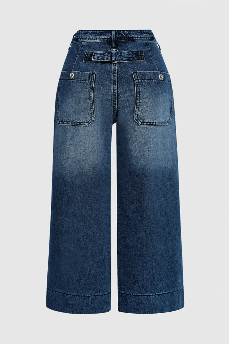 Slant Pocket Wide Leg Crop Jeans
