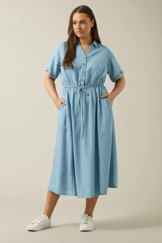 Light Blue Lyocell Denim Shirt Dress