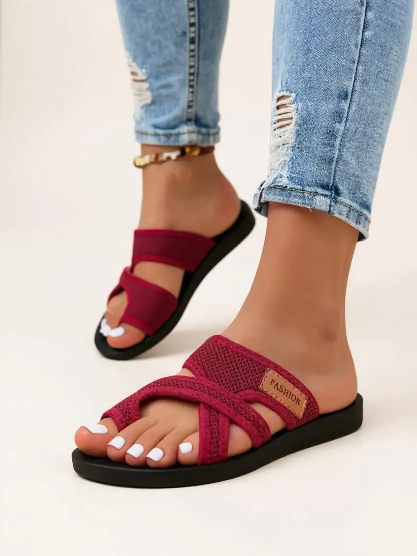  Mesh Cross Strap Comfort Slide Sandals Apparel