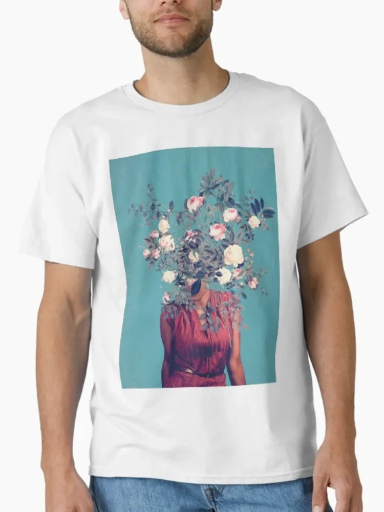 Women's Avant-Garde-Themed Floral Print Crew Neck Short-Sleeve T-Shirt