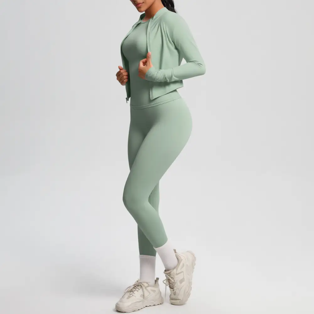 Short-Sleeve Quick-Dry Jacket, Top and Leggings Active Set