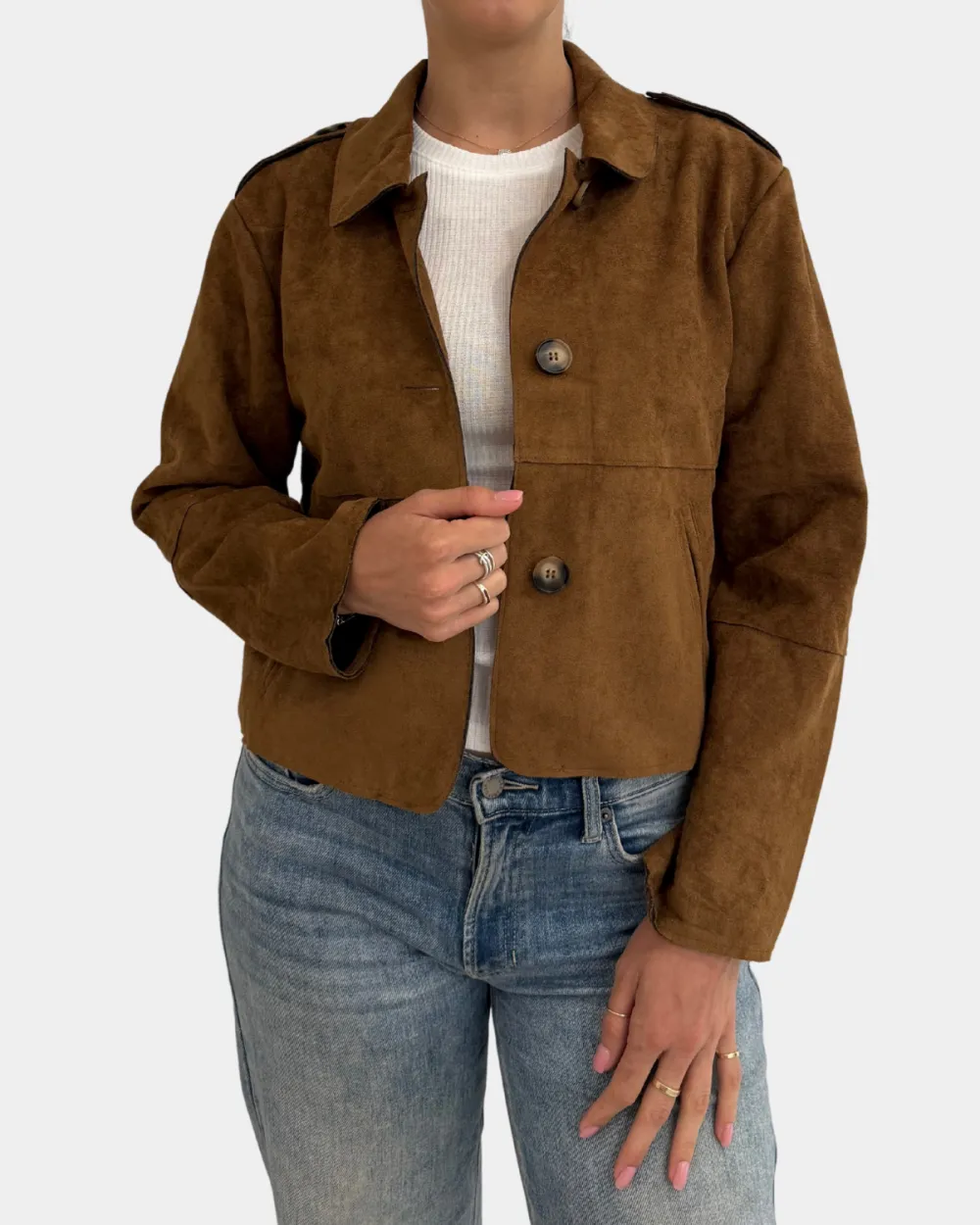 Suede Button Front Jacket