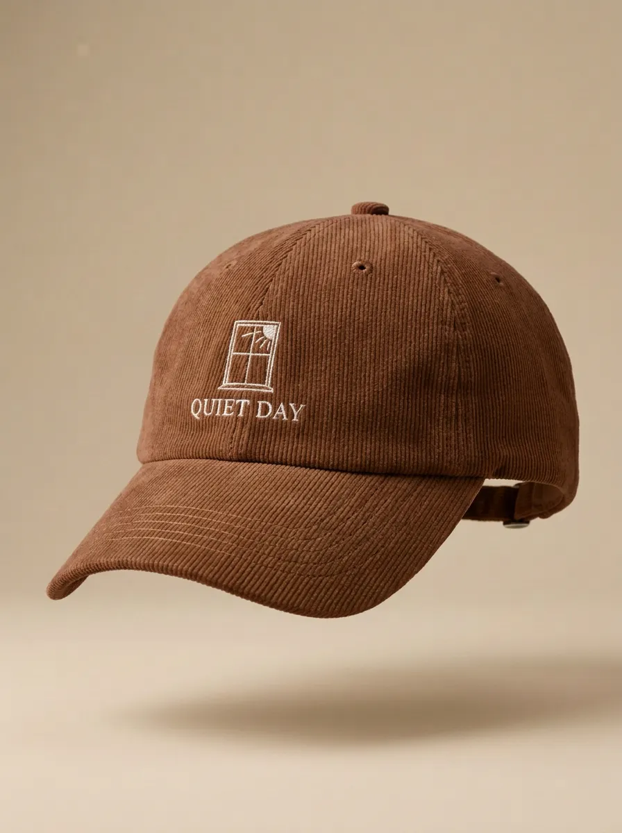 Quiet-Day Window-Motif Corduroy Embroidered Unisex Baseball Cap