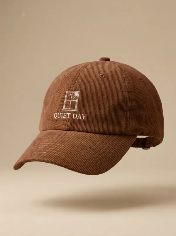 Quiet-Day Window-Motif Corduroy Embroidered Unisex Baseball Cap