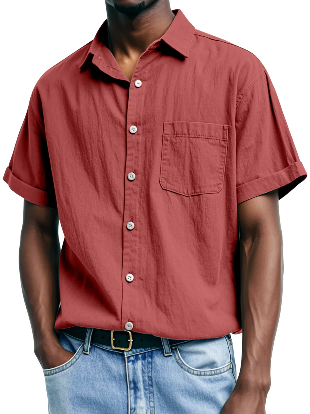 Short Sleeve Open Collar Shirt