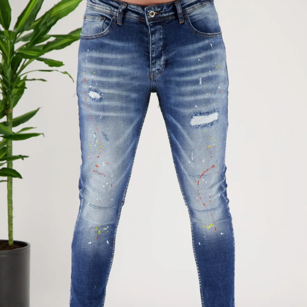 Everyday Skinny Fit Paint Splatter Artistic Detail Jeans