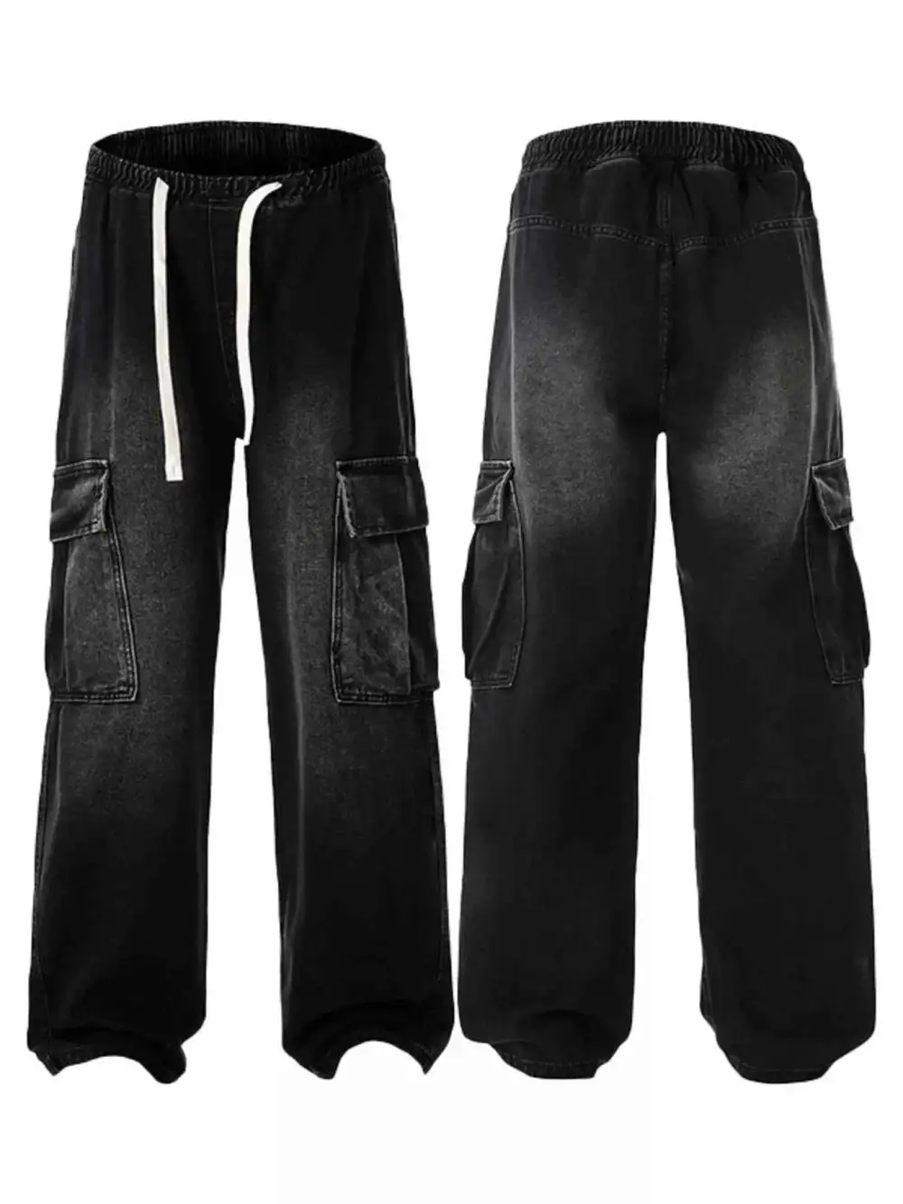 Wide-Leg Cargo Jeans