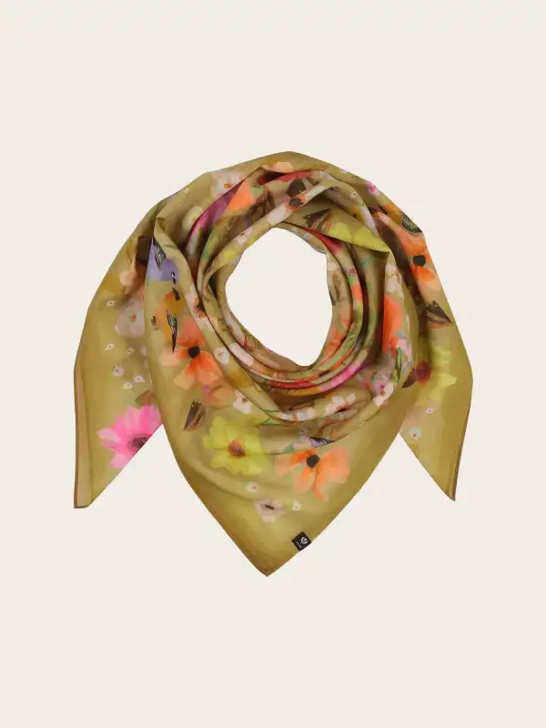 Flowers And Birds Square Scarf