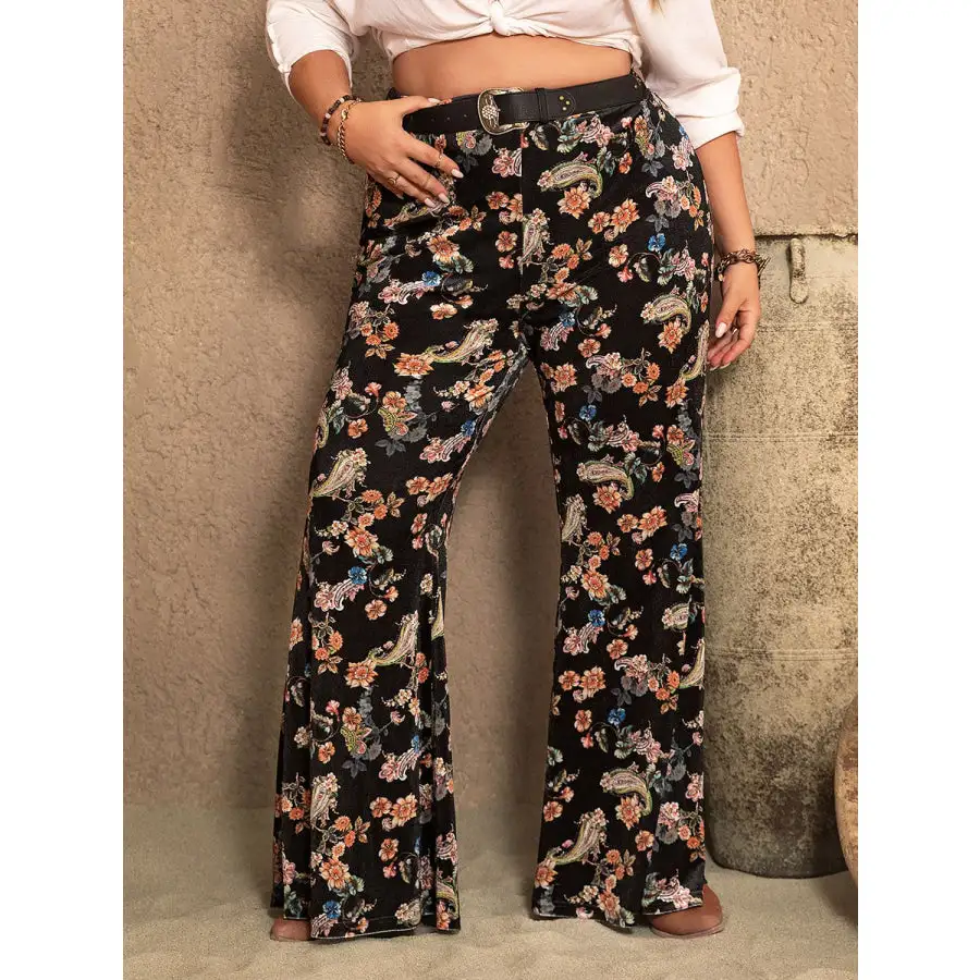 Plus Size Wide Leg Printed Pants