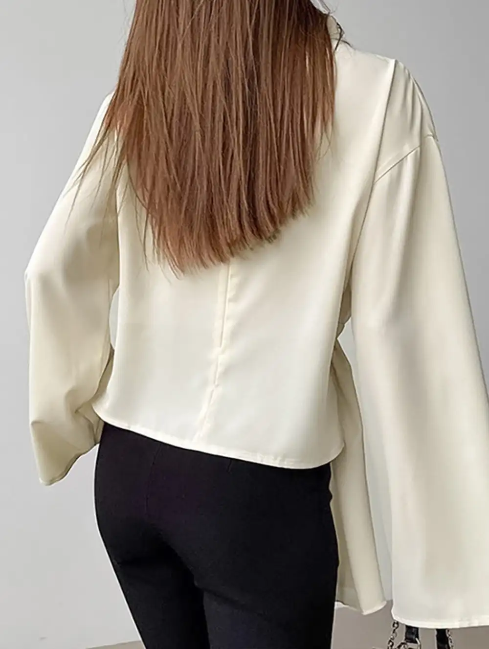 Waist Cinching Long Sleeve Slit Top