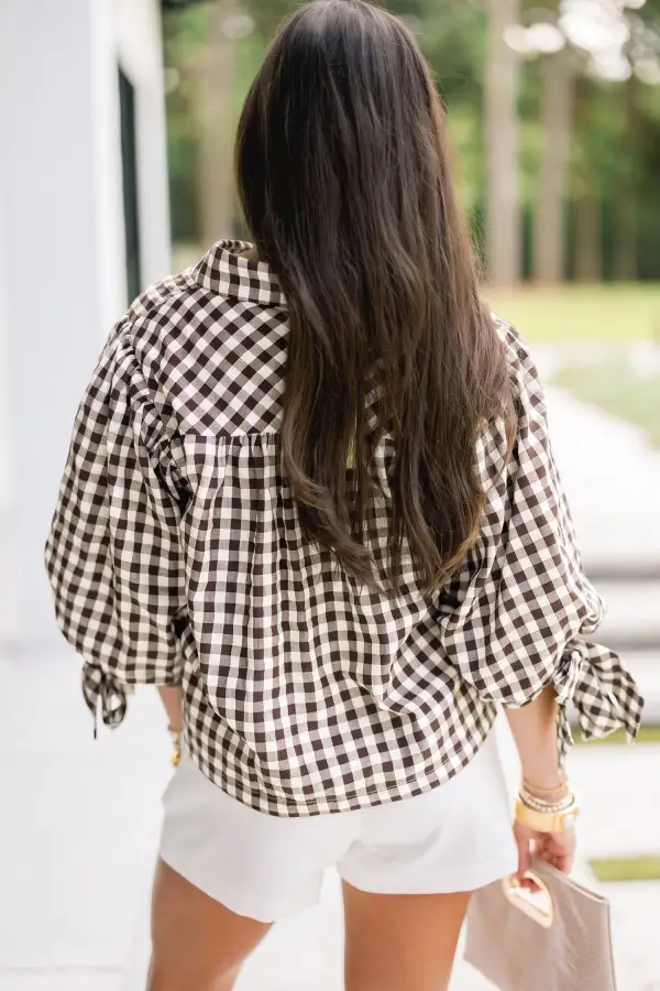 Women's Plaid Half Sleeve Button Front Top