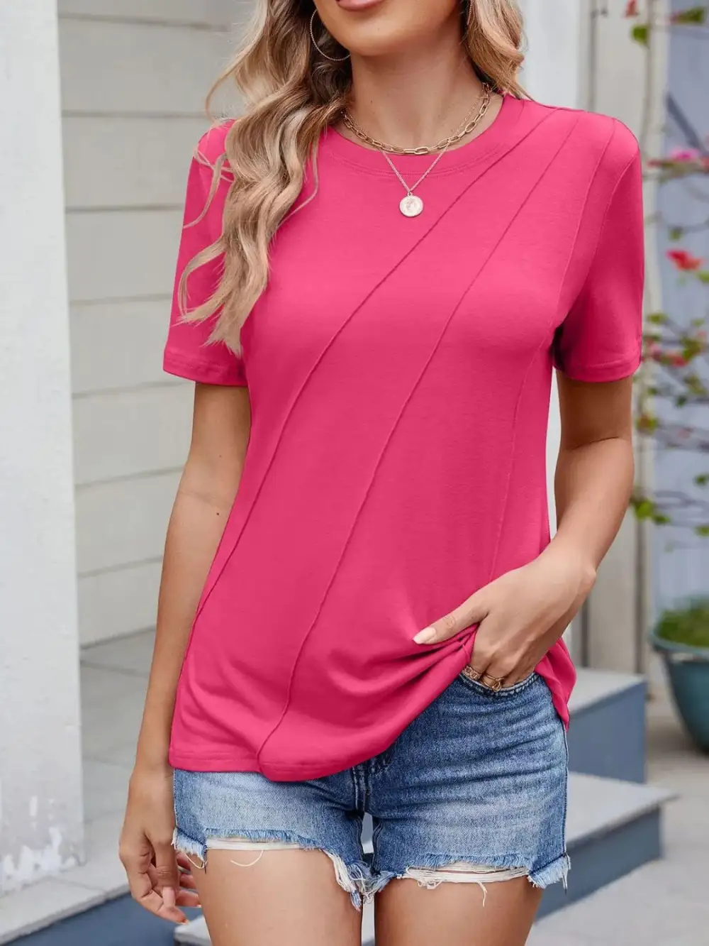 Relaxed Round Neck Short Sleeve T-Shirt