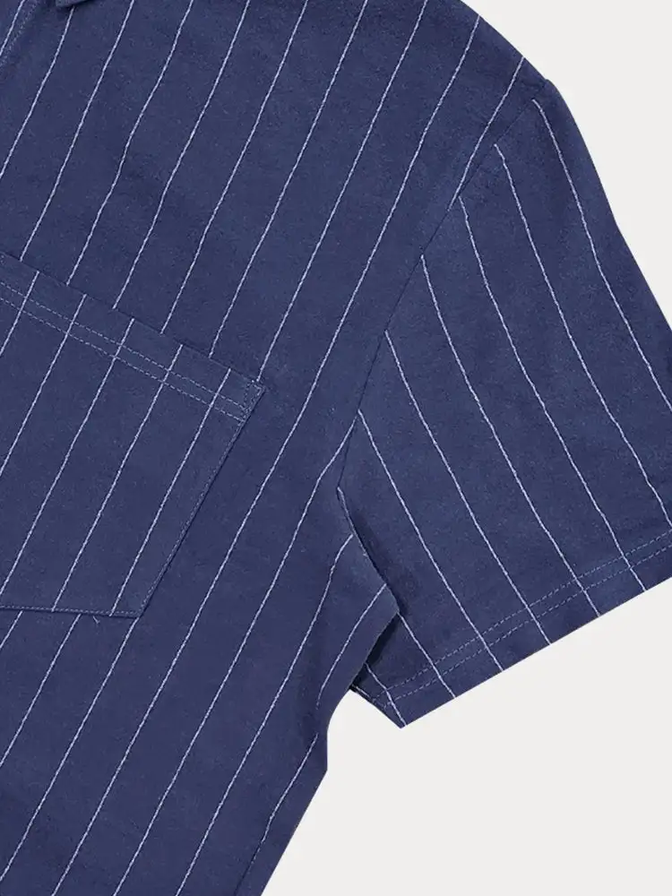 Comfort Cotton Stripe Shirt Shorts Set