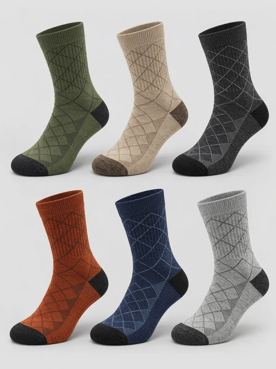 Men's Diamond Geometric Crew Socks 6-Pack