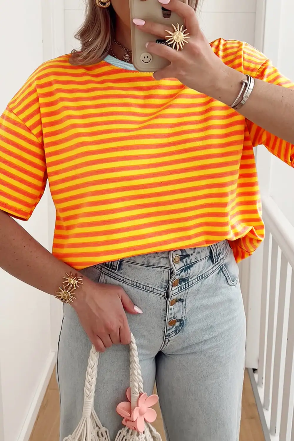 Contrast Crew Neck Drop Tee