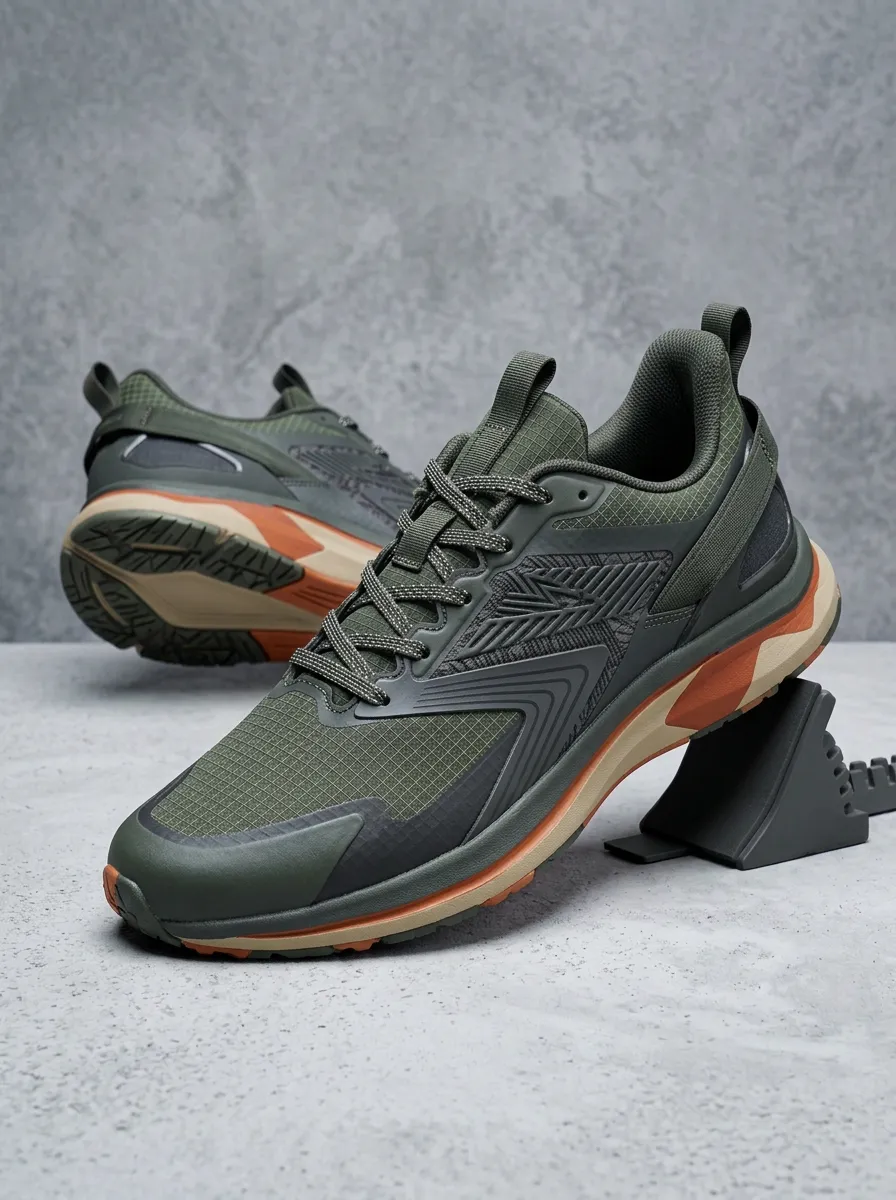 Men's Outdoor Tactical Olive Green Mesh Printed Running Shoes