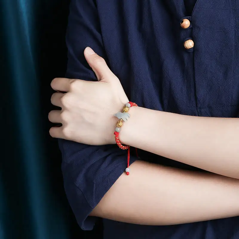 Zodiac Jade Beads Horse String Bracelet
