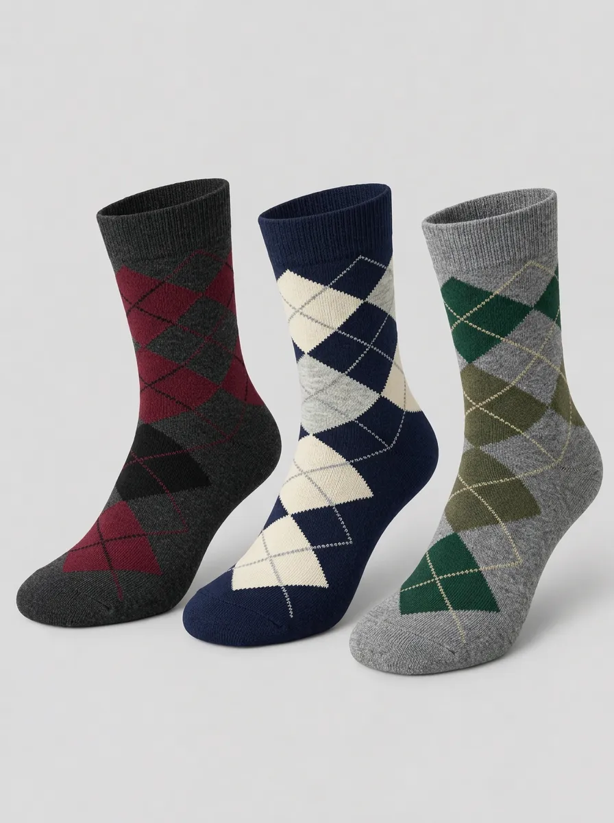Men's Harbor Classic Argyle Pattern Printed Socks 3-Pack