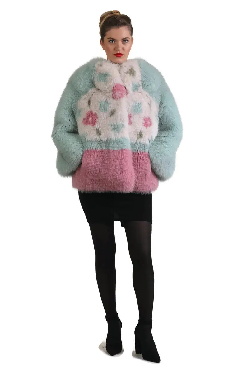 Multicolored Fox Fur coat