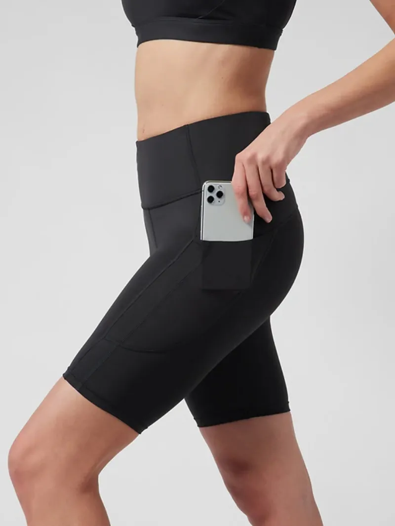 Black Structured Biker Shorts For Edgy Casual Style