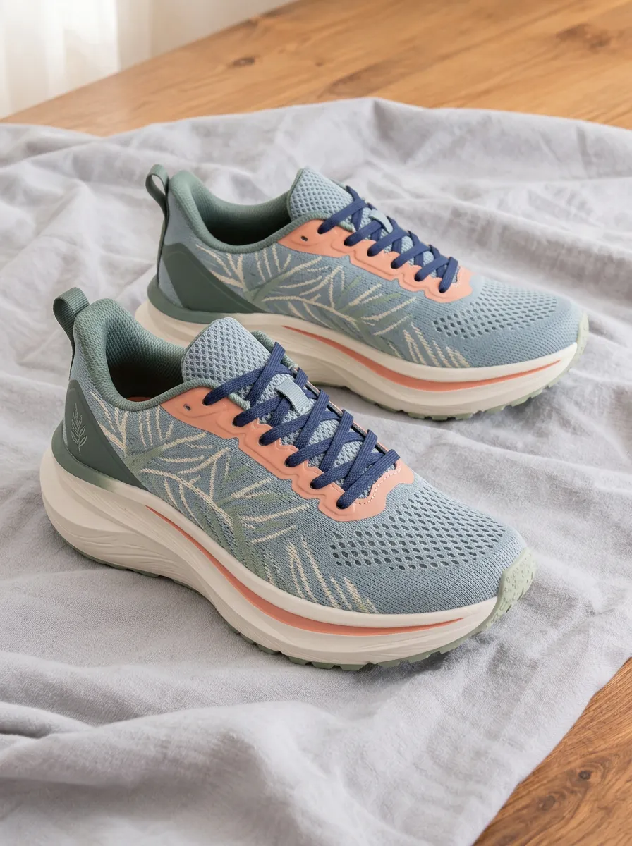 Women's Botanical Leaf Pattern Printed Running Shoes
