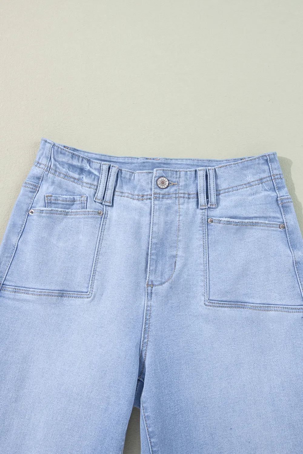 Light Blue Cropped Straight Jeans