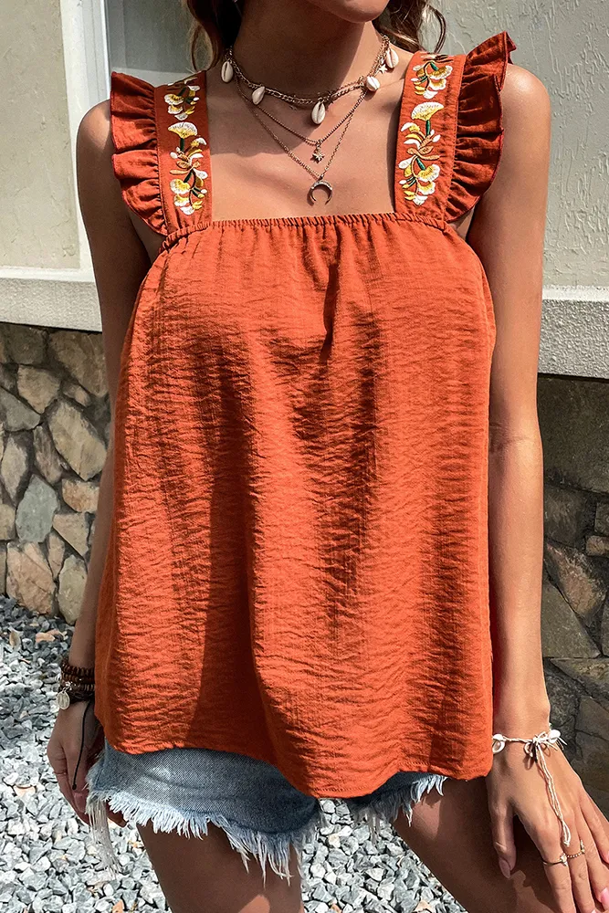 Brown Sleeveless Chiffon Unishe Wholesale Top