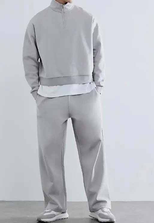 Men's Zip-Up Loose Grey Sweatshirt