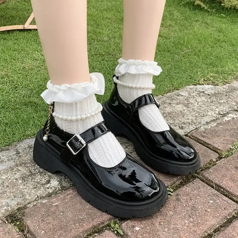 Leather Mesh Loafer Pumps