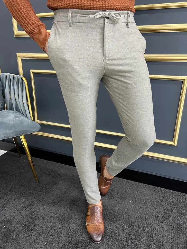 Modern Rope Detail Slim Fit Tailored Trousers