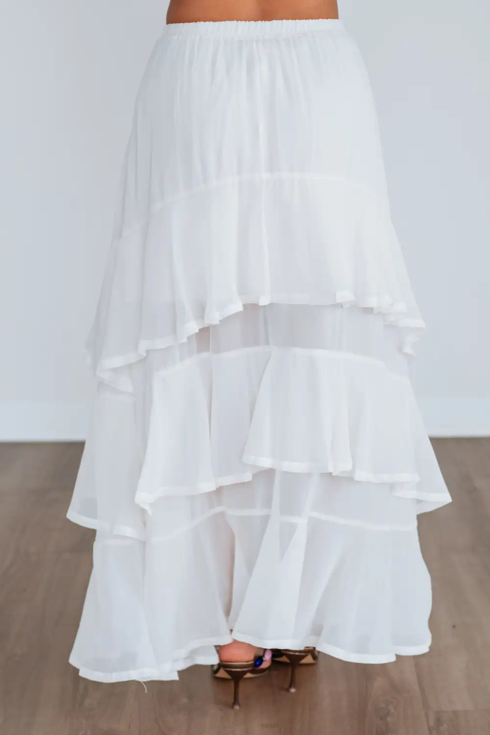 Tiered Ruffled Elastic Waist Maxi Skirt