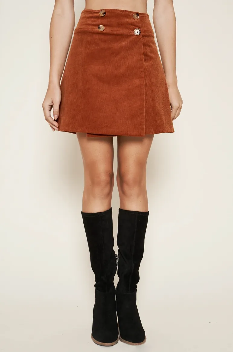Camel High Waisted Corduroy Mini Skirt
